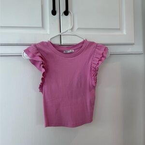 Zara Pink Ruffle Sleeve Top